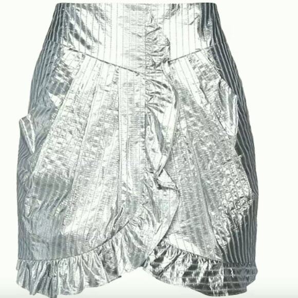 Isabel Marant Mucius Striped Metallic Miniskirt size 8 - Picture 3 of 8